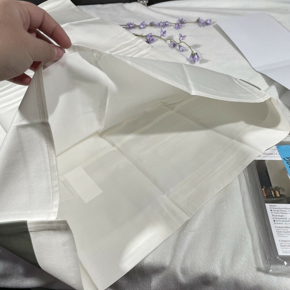 NIB [ 1 King ] Pillow Sham for Frette At Home Brenta in Ivory / Sage Green‎ - Picture 7 of 12